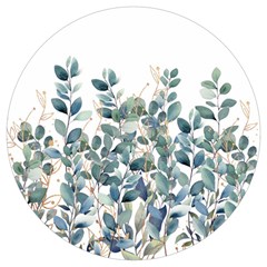 Green And Gold Eucalyptus Leaf Round Trivet