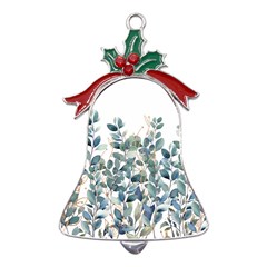 Green And Gold Eucalyptus Leaf Metal Holly Leaf Bell Ornament