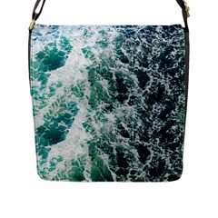 Blue Ocean Waves Flap Closure Messenger Bag (l)