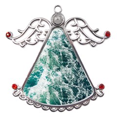 Blue Ocean Waves Metal Angel With Crystal Ornament by Jack14