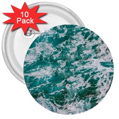 Blue Ocean Waves 2 3  Buttons (10 Pack)  by Jack14