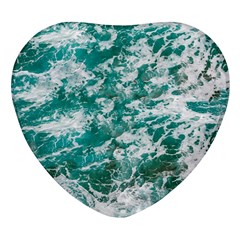 Blue Ocean Waves 2 Heart Glass Fridge Magnet (4 Pack) by Jack14