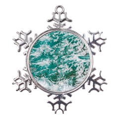 Blue Ocean Waves 2 Metal Large Snowflake Ornament by Jack14