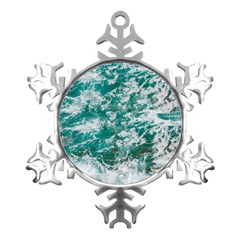 Blue Ocean Waves 2 Metal Small Snowflake Ornament