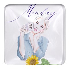 Monday 1 Square Glass Fridge Magnet (4 Pack) by SychEva