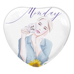 Monday 1 Heart Glass Fridge Magnet (4 Pack) by SychEva