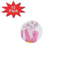 Girl Pink 1  Mini Buttons (10 Pack)  by SychEva
