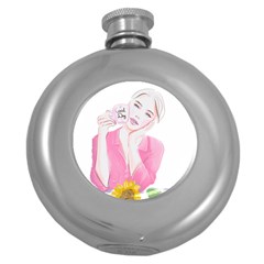 Girl Pink Round Hip Flask (5 Oz) by SychEva