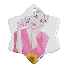 Girl Pink Snowflake Ornament (Two Sides)