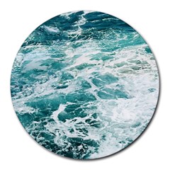 Blue Crashing Ocean Wave Round Mousepad