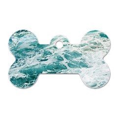 Blue Crashing Ocean Wave Dog Tag Bone (One Side)