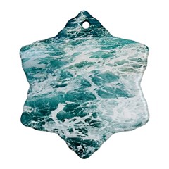 Blue Crashing Ocean Wave Snowflake Ornament (Two Sides)