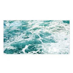 Blue Crashing Ocean Wave Satin Shawl 45  x 80 