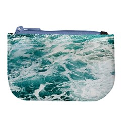 Blue Crashing Ocean Wave Large Coin Purse by Jack14