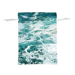 Blue Crashing Ocean Wave Lightweight Drawstring Pouch (M)