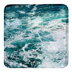 Blue Crashing Ocean Wave Square Glass Fridge Magnet (4 Pack) by Jack14