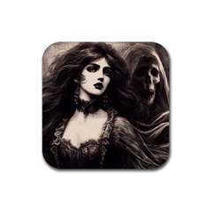 Goth Girl With Ghost Rubber Coaster (square) by Malvagia