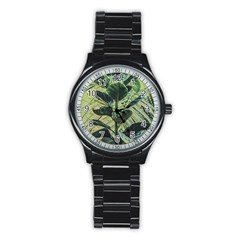 Botanical Tropical Motif Photo Art Stainless Steel Round Watch by dflcprintsclothing