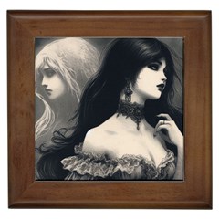 Goth Girl With Ghost  Framed Tile by Malvagia