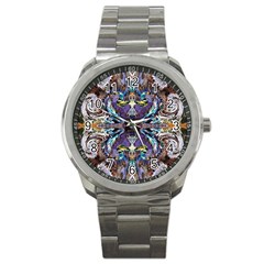  Violet Symmetry Sport Metal Watch by kaleidomarblingart