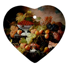 Abundance Of Fruit Severin Roesen Heart Ornament (two Sides) by Amaryn4rt