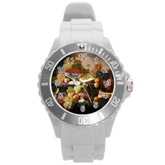 Abundance Of Fruit Severin Roesen Round Plastic Sport Watch (l) by Amaryn4rt