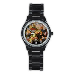 Abundance Of Fruit Severin Roesen Stainless Steel Round Watch by Amaryn4rt