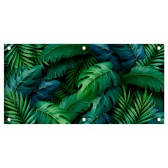 Tropical Green Leaves Background Banner And Sign 4  X 2  by Amaryn4rt