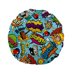 Comic Elements Colorful Seamless Pattern Standard 15  Premium Round Cushions by Amaryn4rt