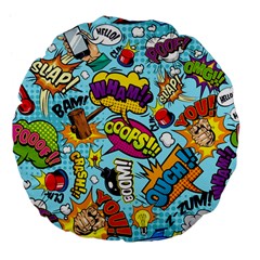 Comic Elements Colorful Seamless Pattern Large 18  Premium Flano Round Cushions by Amaryn4rt