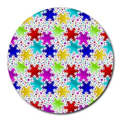 Snowflake Pattern Repeated Round Mousepad by Amaryn4rt