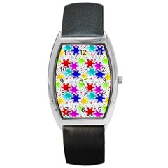 Snowflake Pattern Repeated Barrel Style Metal Watch