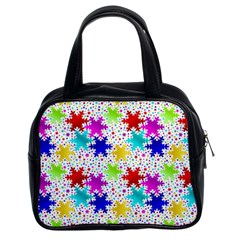 Snowflake Pattern Repeated Classic Handbag (two Sides) by Amaryn4rt