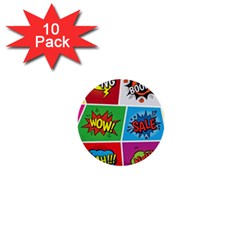 Pop Art Comic Vector Speech Cartoon Bubbles Popart Style With Humor Text Boom Bang Bubbling Expressi 1  Mini Buttons (10 Pack)  by Amaryn4rt