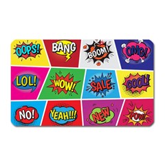 Pop Art Comic Vector Speech Cartoon Bubbles Popart Style With Humor Text Boom Bang Bubbling Expressi Magnet (rectangular) by Amaryn4rt