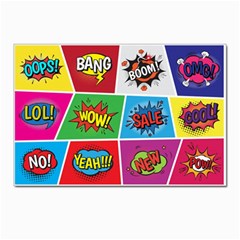 Pop Art Comic Vector Speech Cartoon Bubbles Popart Style With Humor Text Boom Bang Bubbling Expressi Postcards 5  X 7  (pkg Of 10)