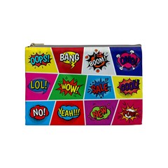 Pop Art Comic Vector Speech Cartoon Bubbles Popart Style With Humor Text Boom Bang Bubbling Expressi Cosmetic Bag (medium) by Amaryn4rt