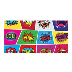 Pop Art Comic Vector Speech Cartoon Bubbles Popart Style With Humor Text Boom Bang Bubbling Expressi Satin Wrap 35  X 70  by Amaryn4rt