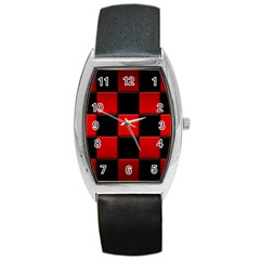 Black And Red Backgrounds- Barrel Style Metal Watch