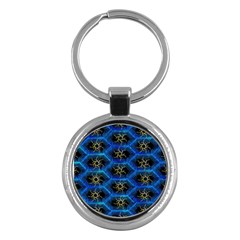 Blue Bee Hive Pattern Key Chain (round) by Amaryn4rt