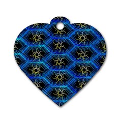 Blue Bee Hive Pattern Dog Tag Heart (one Side) by Amaryn4rt