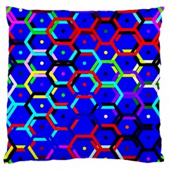 Blue Bee Hive Pattern Large Cushion Case (one Side) by Amaryn4rt