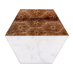 Blue Bee Hive Pattern Marble Wood Coaster (hexagon) 