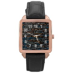 Close Up Code Coding Computer Rose Gold Leather Watch  by Amaryn4rt