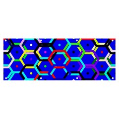 Blue Bee Hive Pattern Banner And Sign 8  X 3  by Amaryn4rt