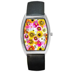 Flowers Blossom Bloom Nature Plant Barrel Style Metal Watch