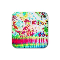 Pattern Decorated Schoolbus Tie Dye Rubber Coaster (square) by Amaryn4rt