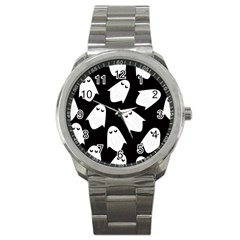 Ghost Halloween Pattern Sport Metal Watch by Amaryn4rt