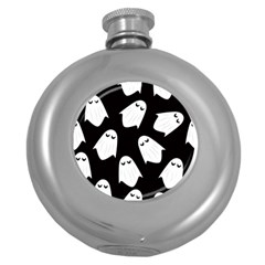 Ghost Halloween Pattern Round Hip Flask (5 Oz) by Amaryn4rt