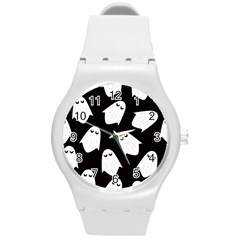 Ghost Halloween Pattern Round Plastic Sport Watch (m) by Amaryn4rt